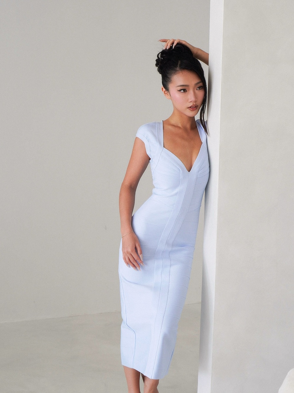 Light Blue Bondage Midi Dress